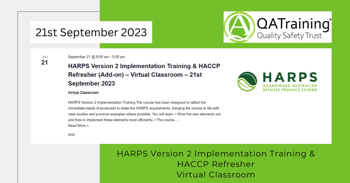 HARPS Version 2 Implementation Training & HACCP Refresher (Add-on)